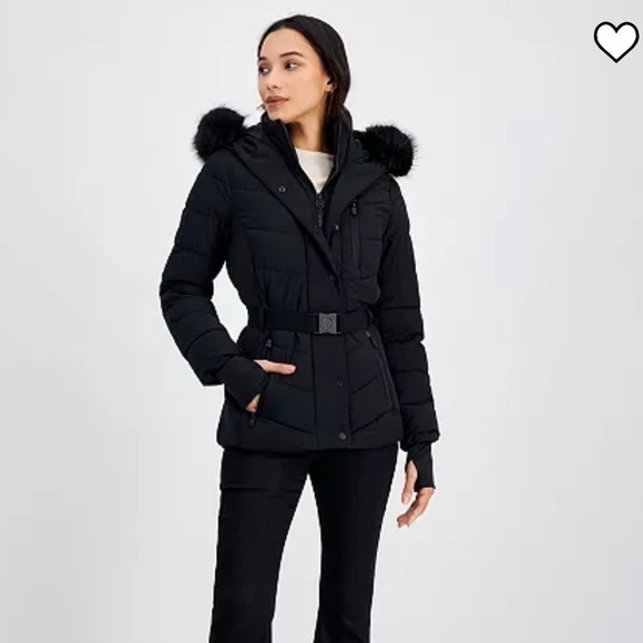 NEW WOMEN MICHAEL KORS BLACK WINTER JACKET WITH BELD - Picture 1 of 6